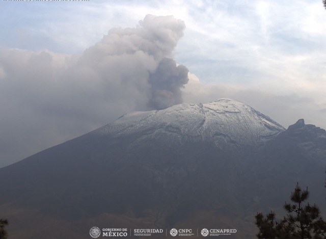 Registra volcán Popocatépetl 91 exhalaciones; se mantiene semáforo amarillo fase 2