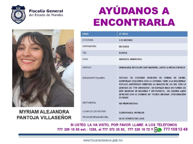 Buscan a una joven que desapareció en Cuernavaca