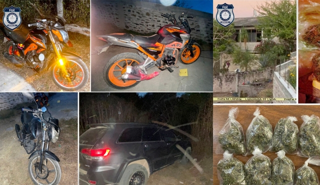 Decomisan vehículos, armas y droga en una casa de Amacuzac