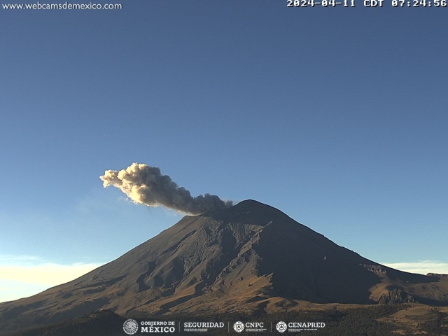 Registra 108 exhalaciones volcán Popocatépetl; se mantiene semáforo amarillo fase 2
