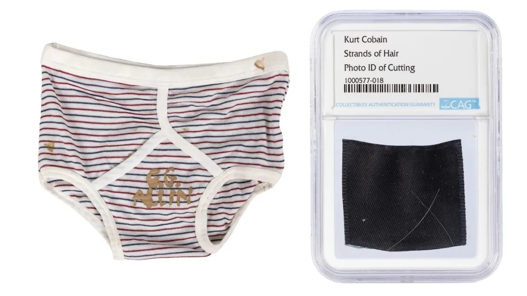 GG Allin’s underwear and Kurt Cobain’s hair, via Potter & Potter Auctions