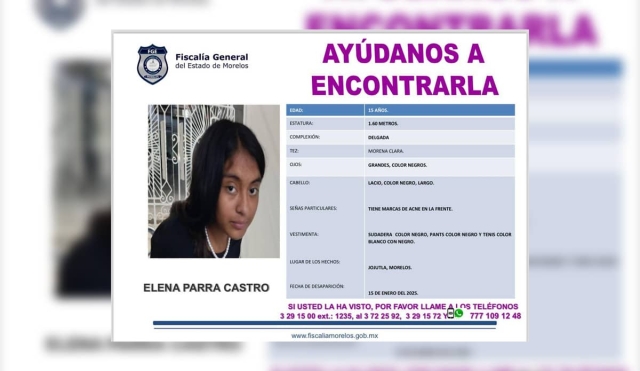 Buscan a adolescente que desapareció en Jojutla