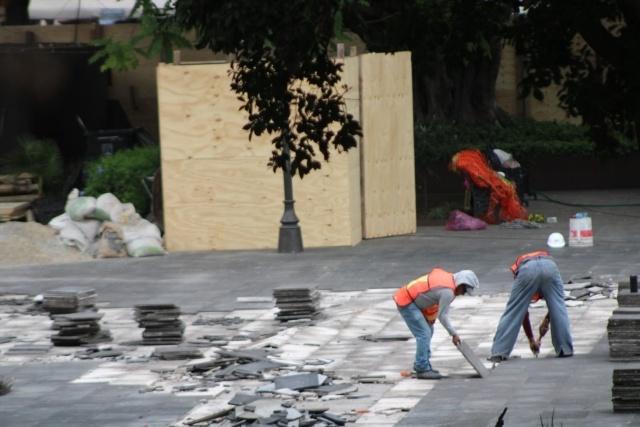 Continúan trabajos preliminares en plaza de armas de Cuernavaca