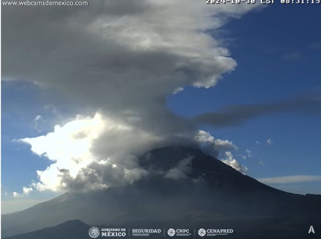 Registra volcán Popocatépetl una exhalación; se mantiene semáforo amarillo fase 2