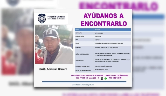 Buscan a un hombre en Coatlán del Río