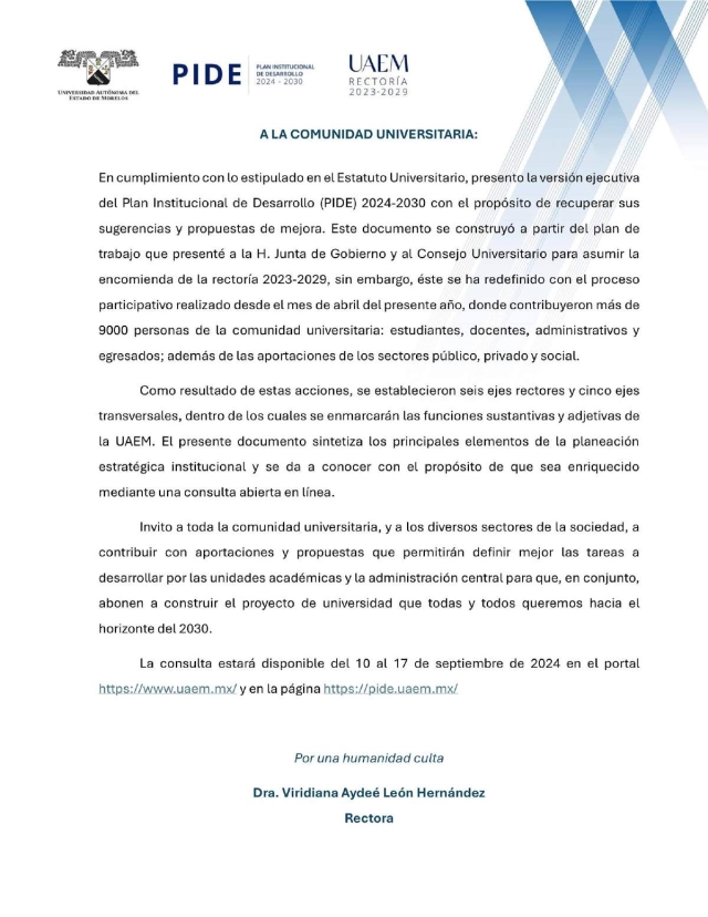 Abre UAEM consulta para participar en Plan Institucional de Desarrollo