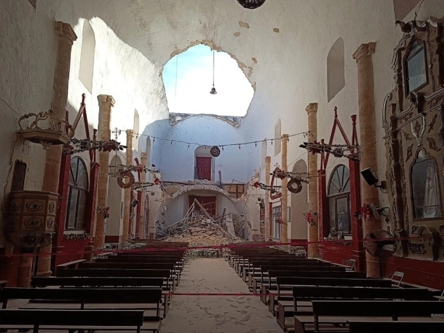 Colapsa el techo de iglesia en Calkiní, Campeche