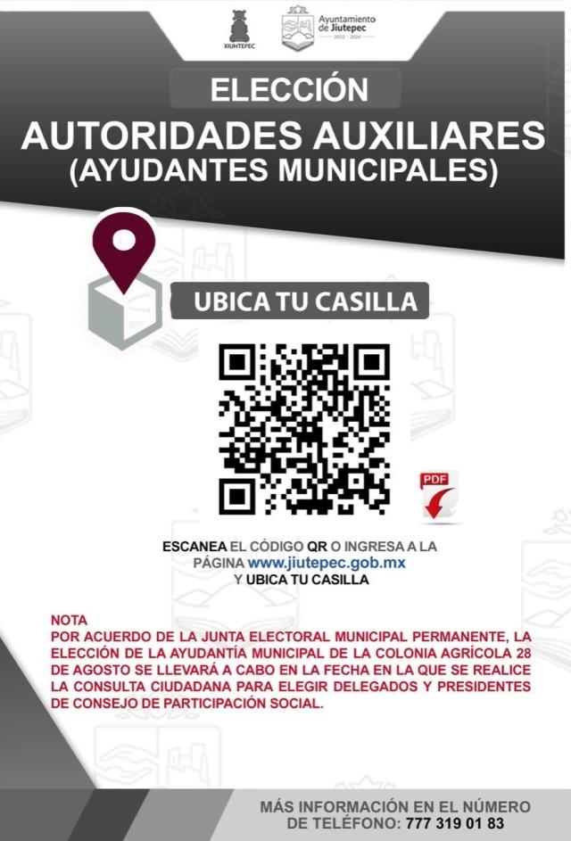 El 20 de marzo se realizará la elección de ayudantes municipales en Jiutepec