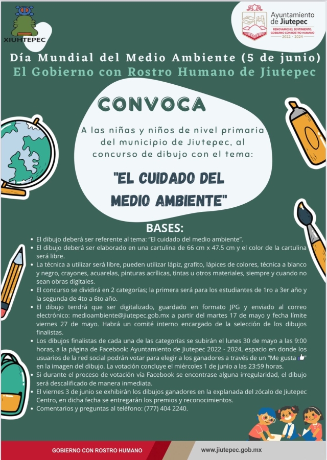 Convoca Ayuntamiento de Jiutepec a participar en concurso de dibujo &#039;El cuidado del medio ambiente&#039;