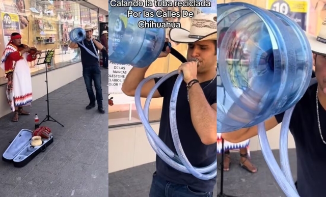 Músico crea tuba con materiales reciclados y sorprende con su talento en TikTok