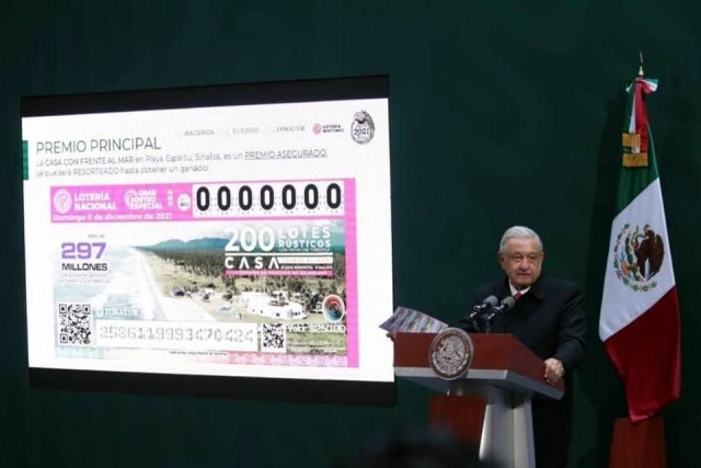 AMLO anuncia nueva rifa de inmuebles en Sinaloa.