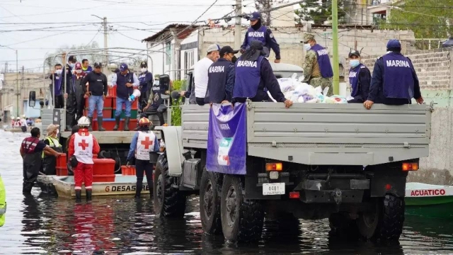 Chalco: Continúa emergencia por inundación, Marina entrega mil raciones alimentarias