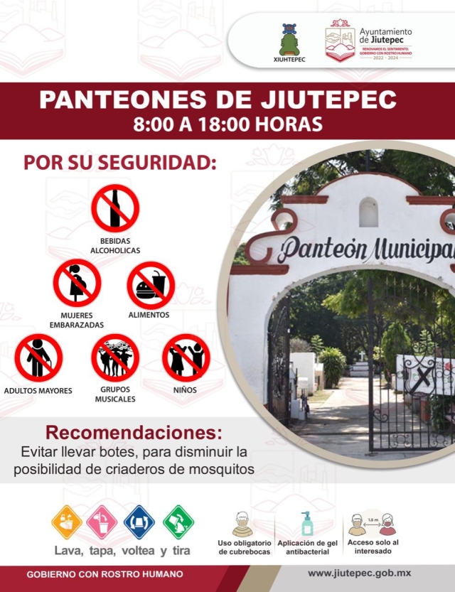 Abiertos al público los nueve panteones ubicados en Jiutepec, este 10 de mayo