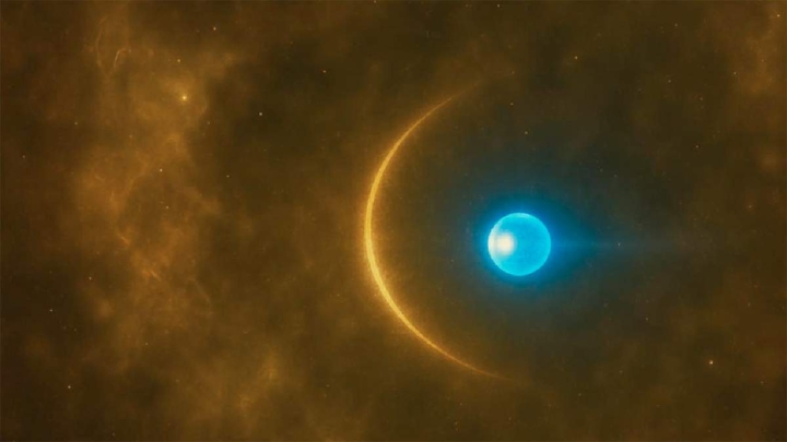 Choque de proa producido por una joven estrella masiva fugitiva.