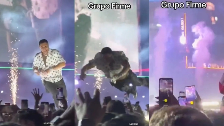 Eduin Caz se lanza al público en un concierto, nadie lo atrapa y cae al suelo (VIDEO)