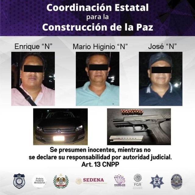 Detiene Policía Morelos a tres hombres por posesión de vehículo de procedencia ilícita