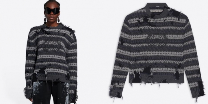 ¿Comprarías un suéter roto de mil 400 dólares? En redes se burlan