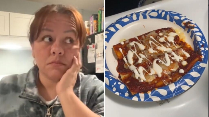 Desastre culinario: Joven es criticada en redes por preparar enchiladas en el microondas