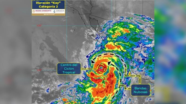 El huracán &#039;Kay&#039; se intensifica a categoría 2; se esperan lluvias torrenciales en Baja California Sur