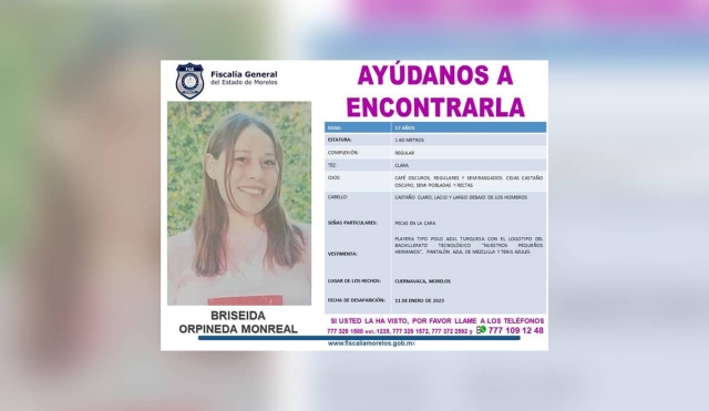 Buscan a una adolescente que desapareció en Cuernavaca 