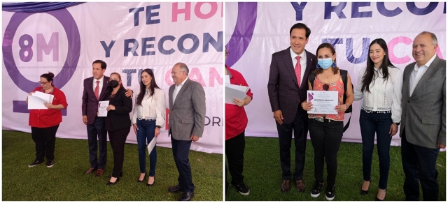 Recibieron reconocimiento Tlaulli Preciado y Silvia Lozano, de La Unión de Morelos