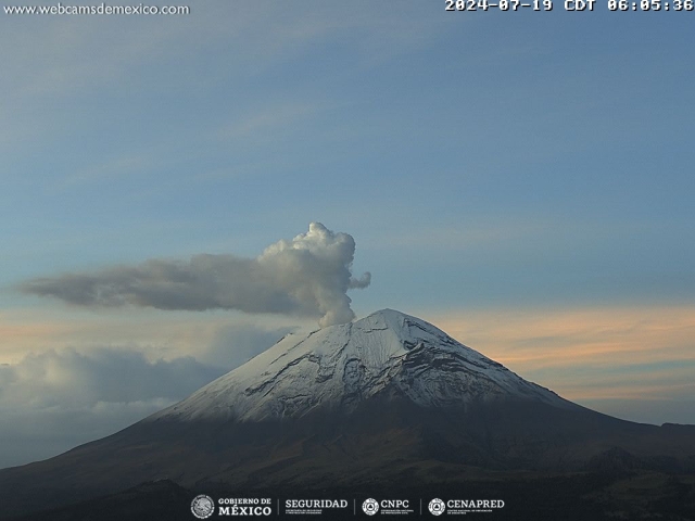 Registra 42 exhalaciones volcán Popocatépetl; se mantiene semáforo amarillo fase 2
