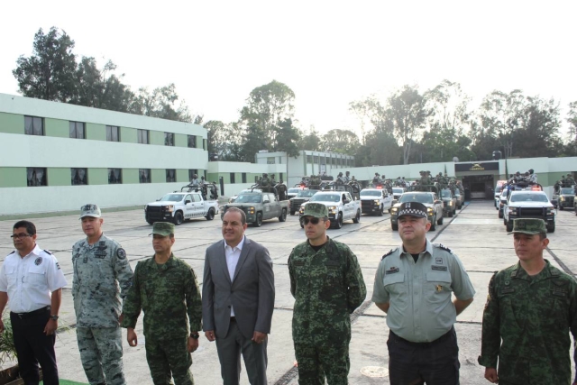 Despliegue de la fuerza de tarea formada por 500 elementos del Ejército y la Guardia Nacional para reforzar la seguridad de varios municipios.