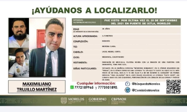 A casi cuatro años de su desaparición, mantienen búsqueda de Maximiliano Trujillo