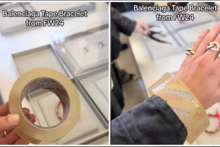 Balenciaga lanza pulsera de cinta adhesiva y desata burlas en redes sociales