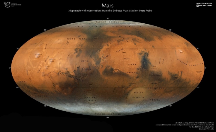 Crean renovado atlas de Marte con detalladas imágenes de sonda espacial emiratí