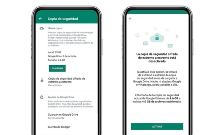 Cómo proteger los chats de WhatsApp que se guardan en Google Drive o iCloud de Apple