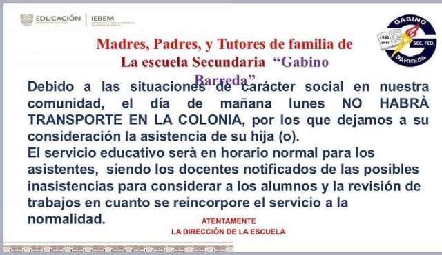 Las escuelas afectadas han emitido comunicados acerca de la situación que prevalece.