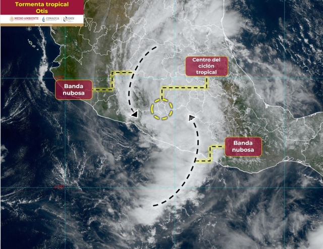 Huracán ‘Otis’ se degrada a tormenta tropical en Guerrero