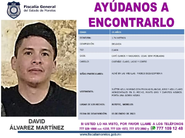 Un joven desapareció hace 15 días en Cuautla