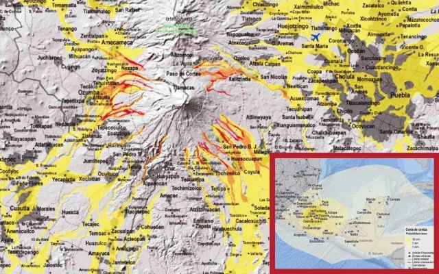 Estos son los mapas de peligro del Popocatépetl
