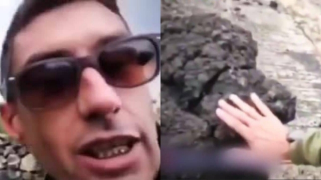 Periodista se quema al tocar lava del volcán &quot;Cumbre Vieja&quot;.