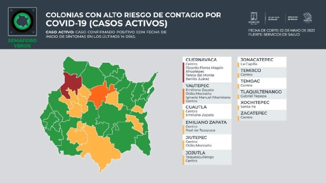  Por lo menos tres municipios de la región sur se mantienen en la lista de municipios con colonias de alto riesgo de contagio covid.