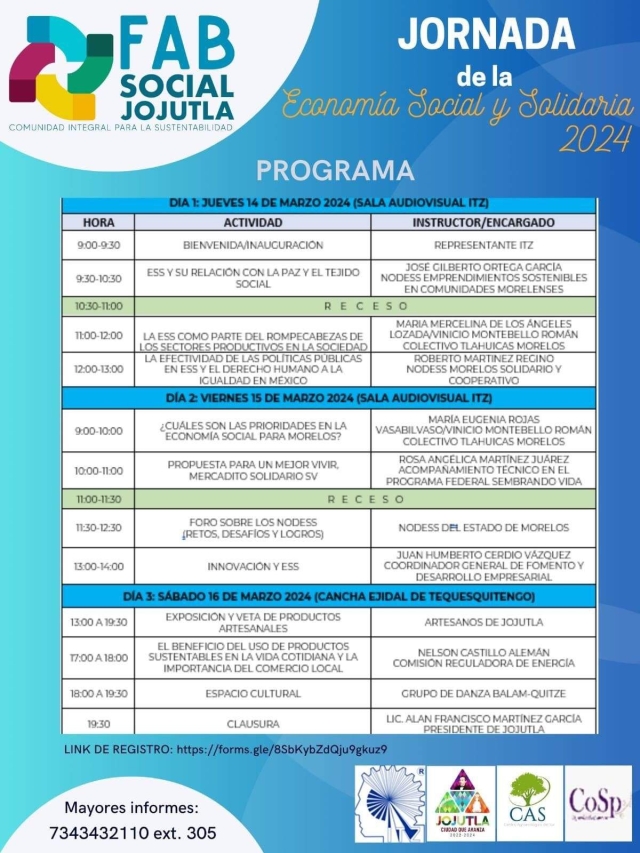 En su segundo año, la Jornada de la Economía Social y Solidaria 2024 comenzará este jueves, en el Tecnológico de Zacatepec, con diversas conferencias.