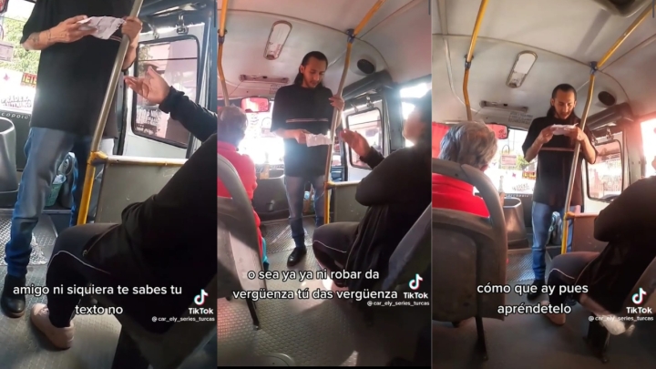 ¿Se le olvidó? Ladrón lee guión durante asalto en autobús