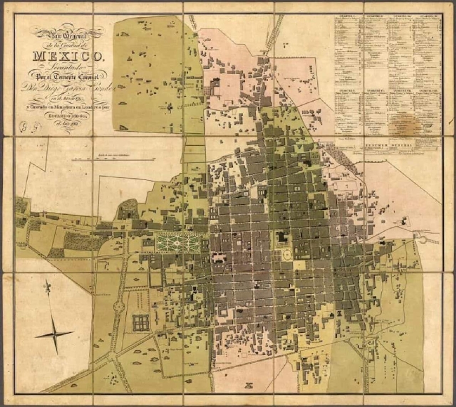 Mapa de la Ciudad de México realizado por García Conde en 1793.