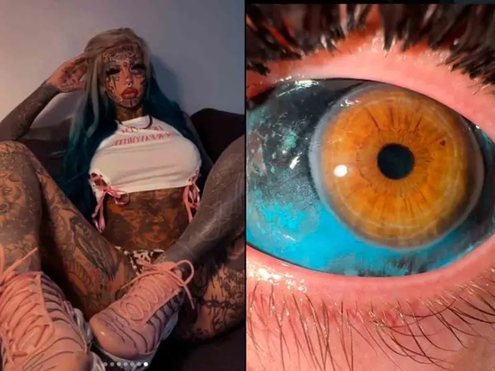 Influencer de tatuajes revela que se quedó ciega por semanas tras tatuarse los ojos