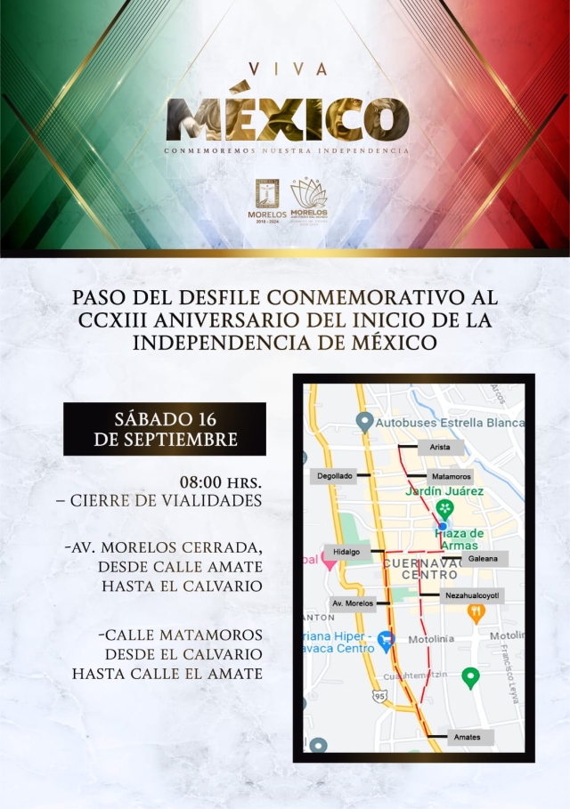 Todo listo para el desfile cívico-militar en conmemoración del 213 aniversario del inicio de la Independencia de México