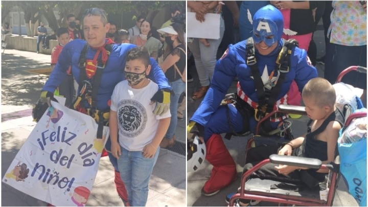 Bomberos se disfrazan de superhéroes para celebrar el Día del Niño en hospital de Guadalajara