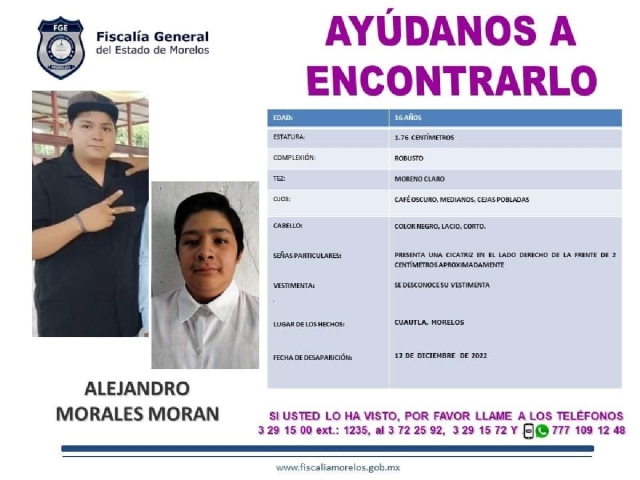 Un menor de 16 años desapareció en Cuautla