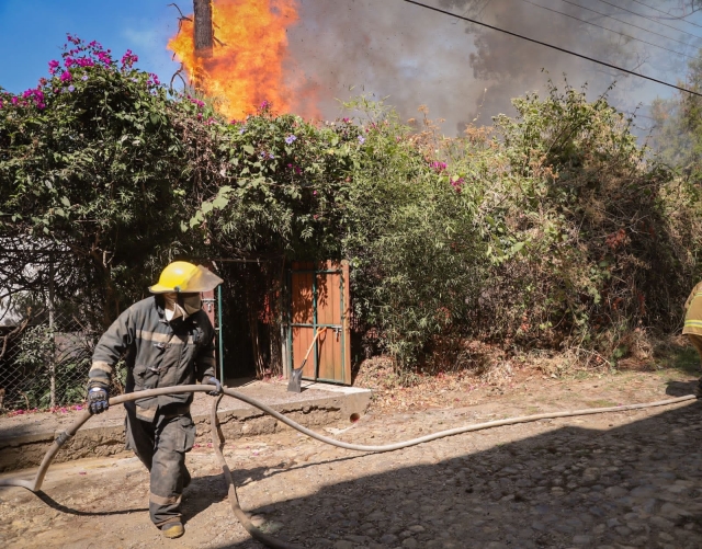 Despliega Mando Unificado 139 combatientes forestales en incendio en colonia del Bosque, en Cuernavaca