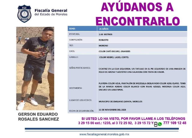 Un joven desapareció en Emiliano Zapata