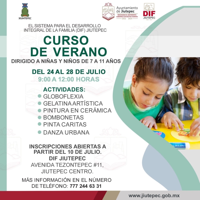 Invita DIF Jiutepec a jóvenes y a infantes a curso de verano