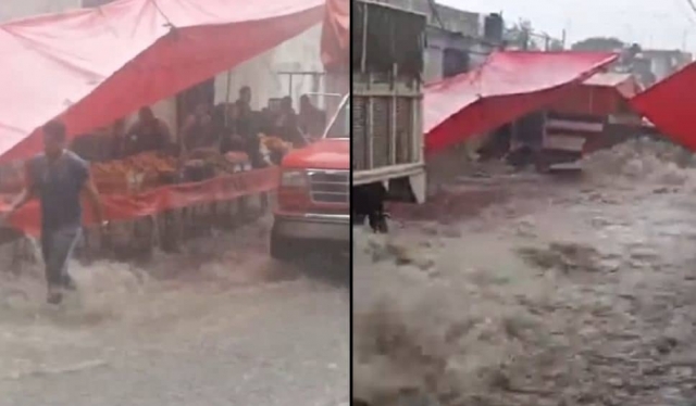 Inundaciones en Tlalnepantla dejan severas afectaciones.