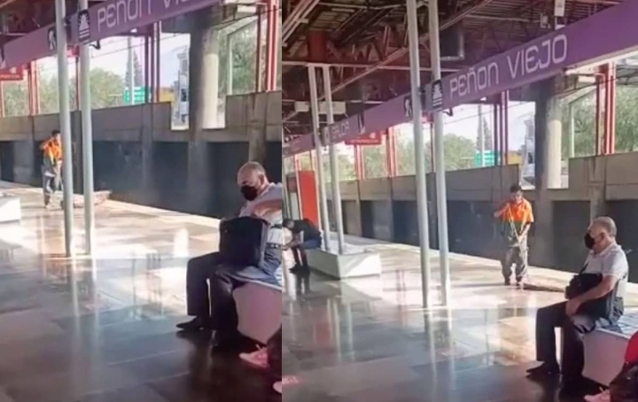 Trabajador del Metro se hace viral al trapear bailando Tiempo de Vals de Chayanne