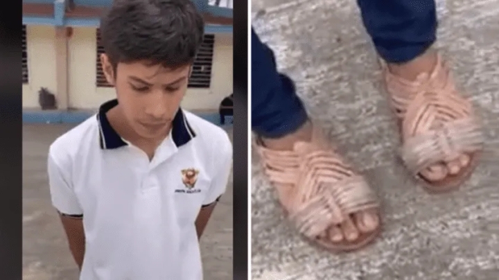 Alumno se burla de los zapatos de su compañero, y su padre como castigo lo manda en chanclas a la escuela